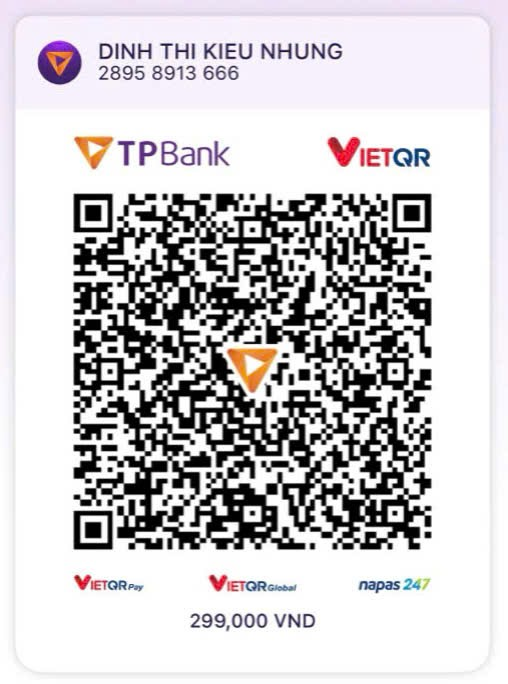 Mã VietQR thanh toán 299.000đ